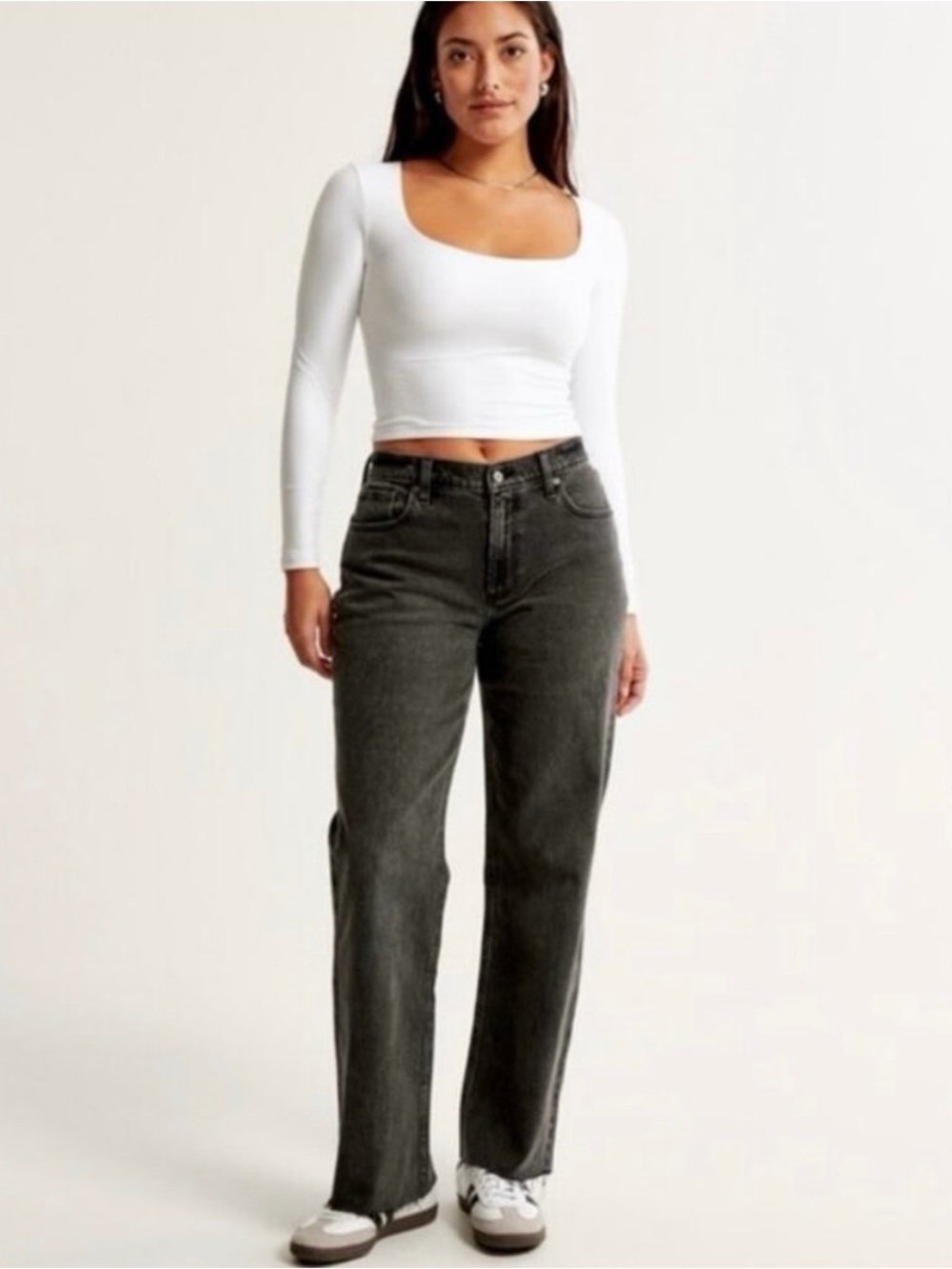 Abercrombie & Fitch Curve Love Black Baggy Low Rise Jeans